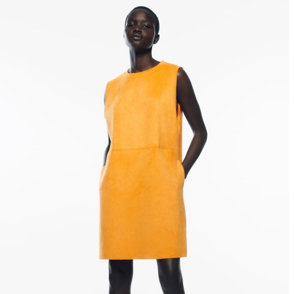 Zara Dresses Nwt Zara Orange Faux Suede Mini Shift Dress Zara Dress